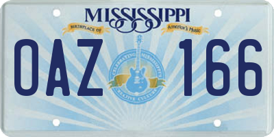 MS license plate OAZ166