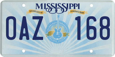 MS license plate OAZ168