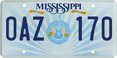 MS license plate OAZ170