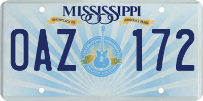 MS license plate OAZ172