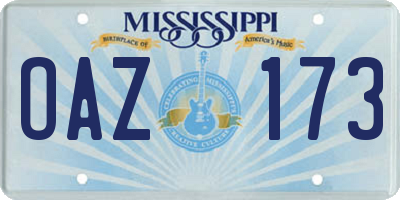 MS license plate OAZ173