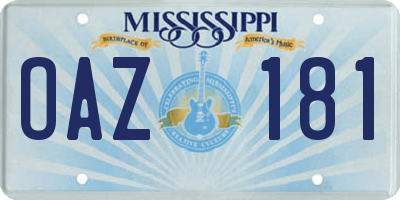 MS license plate OAZ181