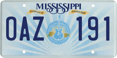 MS license plate OAZ191