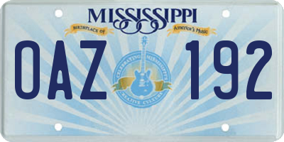 MS license plate OAZ192