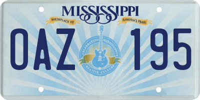 MS license plate OAZ195