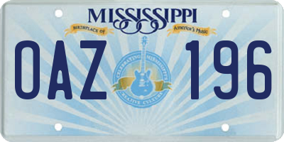 MS license plate OAZ196