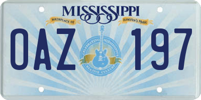 MS license plate OAZ197