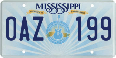 MS license plate OAZ199