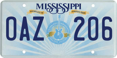 MS license plate OAZ206