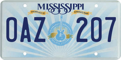 MS license plate OAZ207