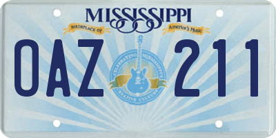 MS license plate OAZ211