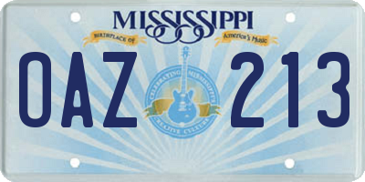 MS license plate OAZ213