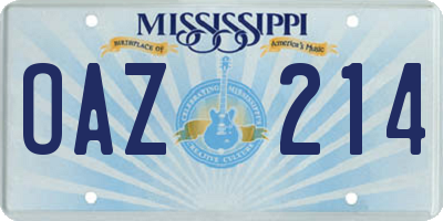 MS license plate OAZ214