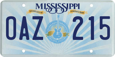 MS license plate OAZ215