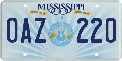 MS license plate OAZ220