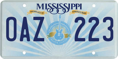 MS license plate OAZ223