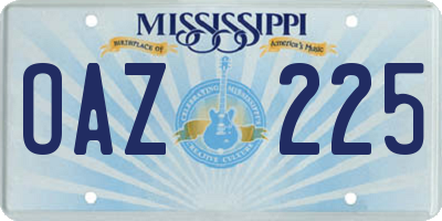 MS license plate OAZ225