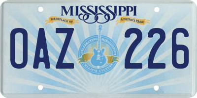 MS license plate OAZ226