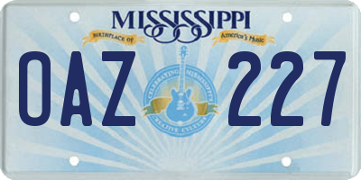 MS license plate OAZ227