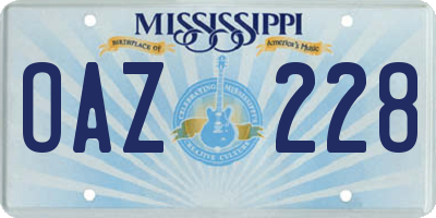 MS license plate OAZ228