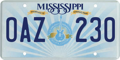 MS license plate OAZ230