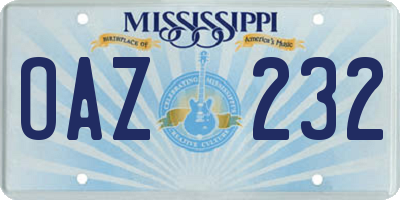 MS license plate OAZ232