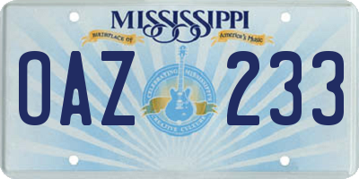 MS license plate OAZ233