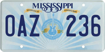 MS license plate OAZ236