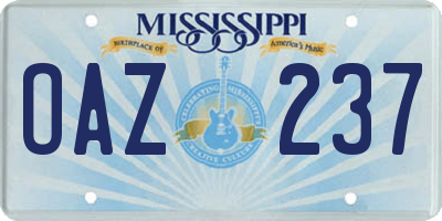 MS license plate OAZ237
