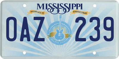 MS license plate OAZ239