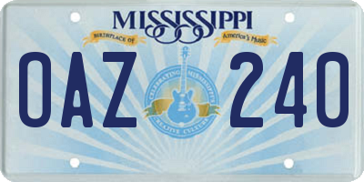 MS license plate OAZ240