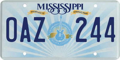 MS license plate OAZ244