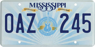 MS license plate OAZ245