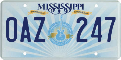 MS license plate OAZ247
