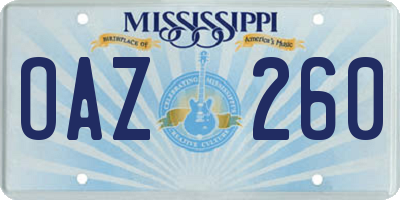 MS license plate OAZ260