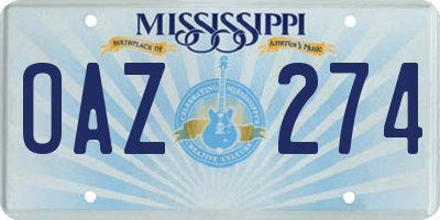 MS license plate OAZ274