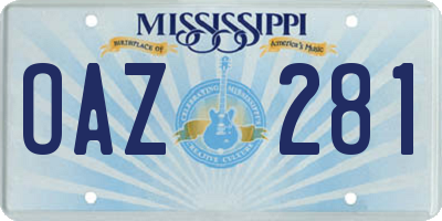 MS license plate OAZ281