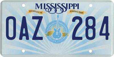 MS license plate OAZ284