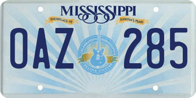 MS license plate OAZ285