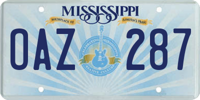 MS license plate OAZ287