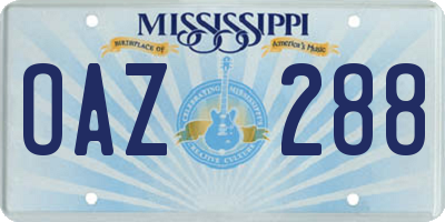 MS license plate OAZ288