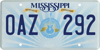 MS license plate OAZ292