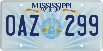 MS license plate OAZ299
