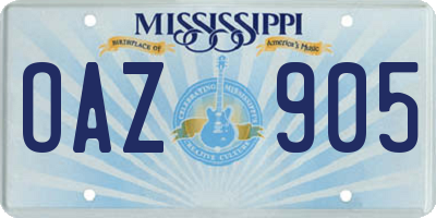 MS license plate OAZ905