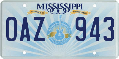 MS license plate OAZ943