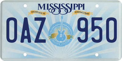 MS license plate OAZ950
