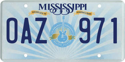 MS license plate OAZ971
