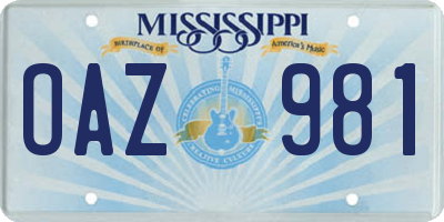 MS license plate OAZ981