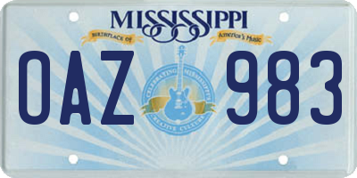 MS license plate OAZ983