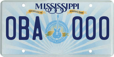 MS license plate OBA000